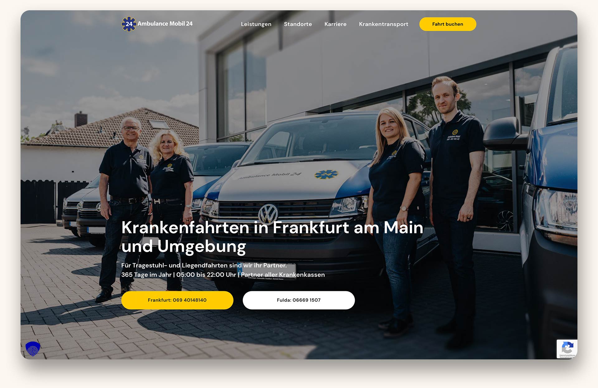 Webseite für Krankentransport