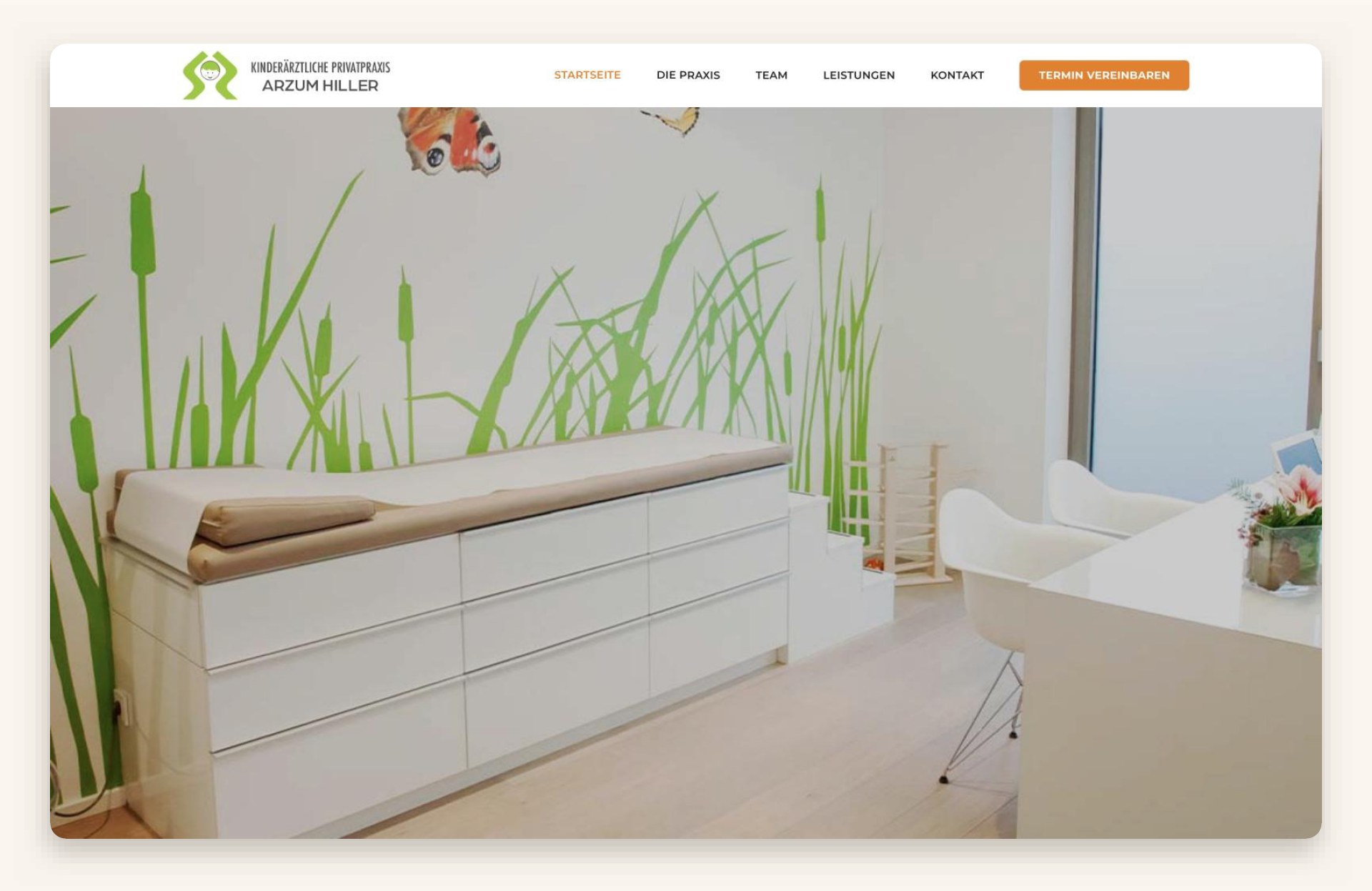 Startseite der Webseite von Kinderärztliche Privatpraxis Arzum Hiller in der Desktop-Ansicht