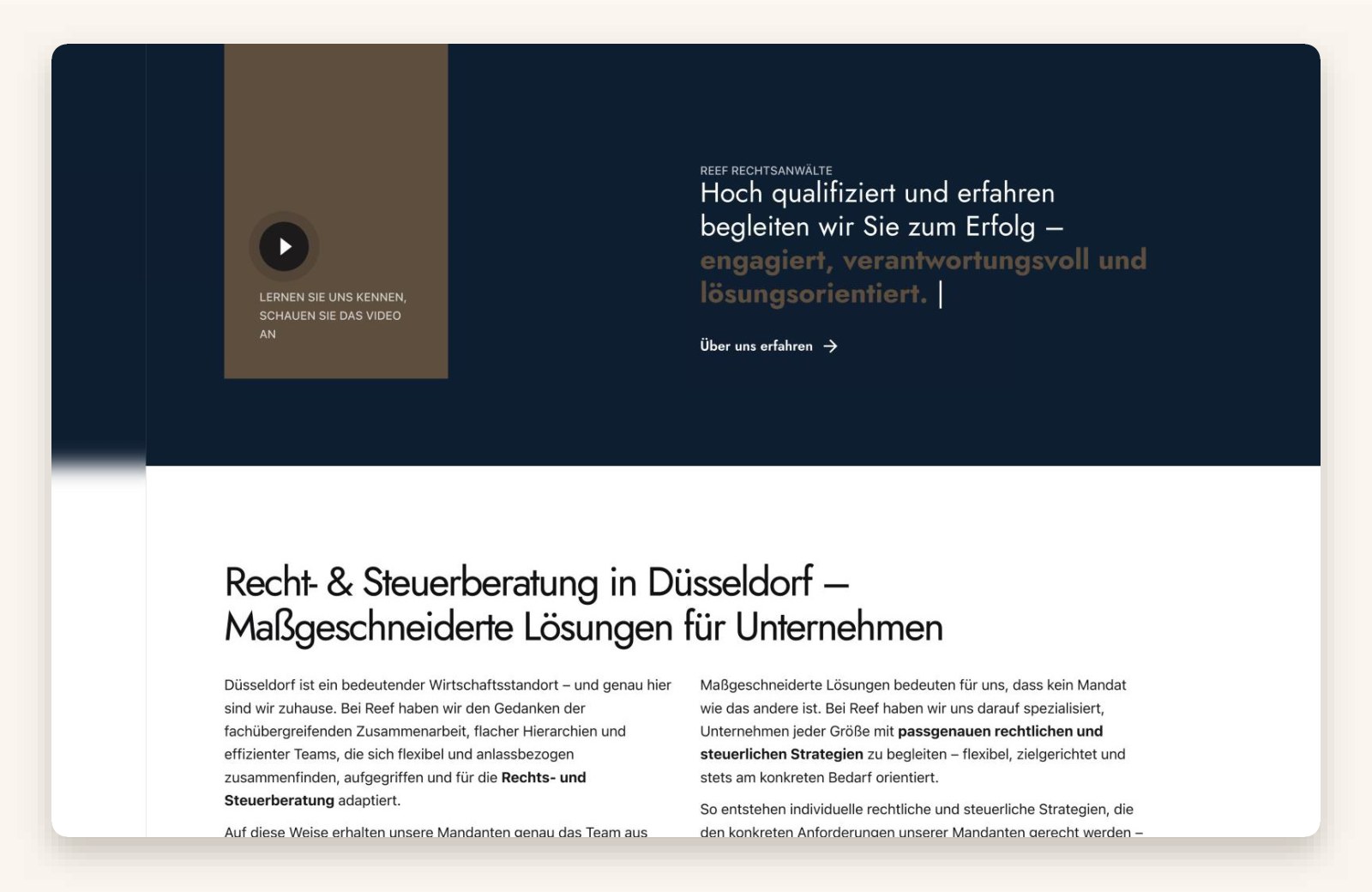 reef-rechtsanwaelte-detail-1 Bereich Über uns und Rechts- und Steuerberatung auf der Webseite von Reef Rechtsanwälte