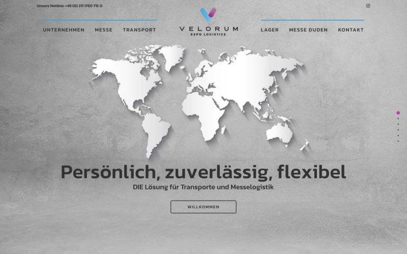 Webseite für Messelogistik und Transport – Velorum Logistics