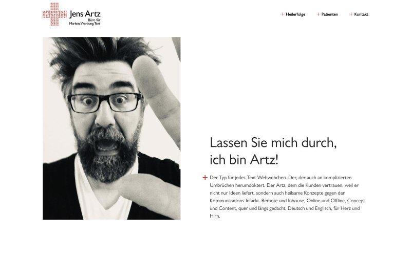 Webseite für Texter und Creative Director – Jens Artz